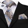 Papillon Blu Champagne Paisley Design Cravatta da sposa in seta per uomo Handky Gemello Regalo Cravatta da uomo Fashion Business Party Dropship Hi-Tie