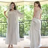 Women's Sleepwear Sexy Full Slip Lace White Silk Pajamas Set Women Backless Bride Wedding Robe Nightgown Kimono Bathrobe Lingerie