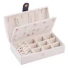 Cajas de almacenamiento Caja de joyería portátil Caja organizadora de pendientes de 2 capas impermeable de cuero sintético