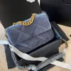 Borse a tracolla di marca CC Donna Velluto 19 Borse firmate con patta Jumbo Vintage Oro Argento Bicolore Metallo Hardware Tracolla a catena Borsa a tracolla Autunno Inverno Larg