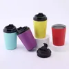 12oz şarap tumblers taşınabilir mini kahve kupaları paslanmaz çelik çift duvar yalıtımlı vakum otomobil fincanı DIY özelleştirilmiş logo için kapak saman ile