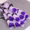 Rosa artificial de haste única Rom romântica dia dos namorados de casamento Festa de aniversário Sabão rosa flor vermelha rosa lavanda lavander fy2447 0102