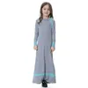 Dziewczyna sukienki muzułmańskie islamskie dziewczyny długie rękawy załoga szyja thobe bolero dzieci dwójki pasującej patchwork długość kostki maxi sukienka abaya