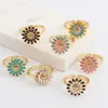 Wedding Rings Colorful Enamel Sun Flower Lovely Stacking For Women Minimalist Gold Open Friend Daisy Ring Gift