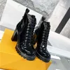 Luxury Designer Iconic Star Trail Ankle Boots Treaded Rubber Patent Canvas And Leather High Heel Chunky Lace up Martin Ladys Winter Sneakers Size 35-41