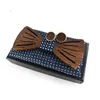 Bow Ties Fashion Tie Sets Pocket Square för män Rhinestone Gifts Tillbehör 2023 Trä