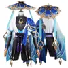 Anime Costumes Genshin Impact Kunikuzushi Balladeer Scaramouche Wanderer Cosplay Costume Outfits Halloween Carnival Uniforms Wig