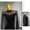 Stage Wear 2023 Standard Ballroom Dance Dress Women Black Competition Practice Sexy See-through Performence Clothes