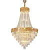 Lampade a sospensione Lampadario di cristallo Modern Big Gold Luxury Apparecchi di illuminazione a LED per soggiorno