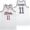 Custom 2021 Nieuw Illinois Fighting Illini College 11 Ayo Dosunmu 21 Kofi Cockburn Basketball Jersey heren gestikte witte topkwaliteit