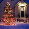 Solar Power Light Christmas Candy Cane Outdoor LED Garden Ground Plug Crutch Lights Year Decor Atmosphere
