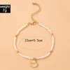 Anklets Bohemian Small Imaitation Pearl Anket Gold Shell Simple Foot Ankel Armband för kvinnor Summer Leg Chain Jewelry