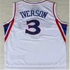 Custom Georgetown Hoyas College Allen Iverson Jerseys 3 Men Basketball Dr J Julius Erving 6 Wilt Chamberlain 13 Blue Black White Red