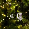 Decorative Figurines Dog Christmas The On Creative Sitting Moon Pendant Decoration Easter Tree Ornaments