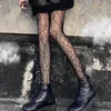 Calzini da donna Calze nere di pizzo Pantaloni Collant Punk giapponese Gotico Amore Collant ricamato Calza a rete scura