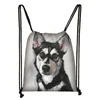 Boodschappentassen schattige dierenhond trekstring tas meid schouderopslag vrouw schoenen houder dames reizen softback backpack bookbag