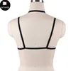 Mulheres Black Body Arnness Sexy Goth Crop Top Bondage Cage Bra Bralette Fetish Use Suspender Open Belt Suspender