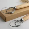 Danish Whisk Dough Egg Beater Coil Agitator Tool Bread Flour Mixer Wooded Handle Baking Accessories Kitchen Gadgets BBA876