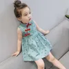 Meisje jurken babyjurk kinderen kleding mouwloze bloemenprint cheongsam ruches Chinese stijl zomer 6m-5t