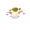 天井の光牧歌的な花プリンセスルームランプヨーロッパファッションベッドルーム廊下バルコニーフィクスチャー