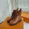 Luxury Designer 23FW Territory Flat Ranger Boots Calf Leather And Shearling Treaded Rubber Outsole Chunky Winter Martin Boot Sneakers With Original Box
