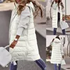 Gilets Femmes Coton Manteau Femmes Sans Manches Légère Mince Longue Slim Gilet À Capuchon 2023 Automne Hiver Mode Tempérament Blanc S-5XL Manteaux