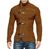 EBAIHUI Cardigans pour Homme Vintage Style Col Roulé Conception Modèle Hommes Vêtements En Cuir Bouton À Manches Longues Tricoté Homme Chandail