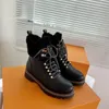 Luxury Designer 23FW Territory Flat Ranger Boots Calf Leather And Shearling Treaded Gummi Yttersula Chunky Winter Martin Boot Sneakers storlek 35-41