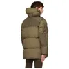 Mens Downs Coats Nylon Badge Green Down Long Sleeve Jacket for Winter