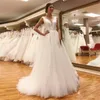 매력적인 V 목 웨딩 드레스 보헤미안 신부 가운 섹시한 등이없는 간단한 디자인 스윕 트레인 공식 신부 드레스