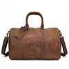 Sacs Duffel Luufan Crazy Horse Cuir Bagage à bandoulière Sac de voyage Messenger Nuit pour Tour 2023 Designer Main