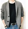 Pulls Slim pour hommes Manteau Cardigan en laine Streetwear Couleur unie Chandails à col montant Hommes Tricots