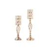 Titular de vela de cristal retrô de estilo europeu de 50/60cm de altura de tamanho dourado de tamanho dourado para decoração de casamento em casa para eventos