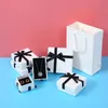 Arrang￶r White Black Jewelry Boxes Cardboard Earring Ringl￥dor med bandsvampdyna f￶r smyckespresentor Display