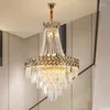 Lampy wiszące kryształowy żyrandol nowoczesny duży złoto luksusowe lodowe oprawy oświetleniowe do salonu