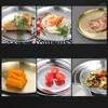 Plates Golden Stainless Steel Storage Tray Luxurious Brass Gold Silver Color Round Plate Fruit Cake Steak Snack Kitchen Metal