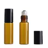 5ml Amber Perfume Glass Roll on Bottle With Metal Ball Brown Empty Roller Glass Bottles For Essential Oil