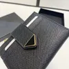 22 S Saffiano Triangle Leather Wallets Cards Holder Womens Mens Luxury Designer com caixa de caixa de moedas Wall5674473