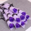 Single Stem Artificial Rose Romantic Valentine Day Wedding Birthday Party Soap Rose Flower Red Pink Blue Lavender Gift FY2447