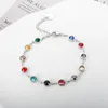 Link Bracelets JINHUI Colorful Bejeweled Bracelet Ity T S Stainless Steel Bangle For Women 12 Birthstones Rainbow Crystal Chain Jewelry
