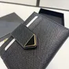 luxe Saffiano Triangle court portefeuilles porte-cartes Femmes Hommes Designer avec boîte titulaire de la carte lisse porte-monnaie en cuir portefeuille 9 c266R