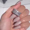 Trouwringen Luxe half eeuwigheid kristallen kubieke zirkonia voor vrouwen Bruidvoorstel Betrokkenheid Cocktail Party Ring Trendy sieraden