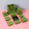 Jewelry Fruit Green Boxes Cardboard Earring Ring Boxes with Lid Ribbon sponge Cushion for Jewelry Gifts Display