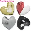 DHL DIY Sublimation Pillow Cover Polyester Cushion Pillow Case With Zipper Sequins Heart Shape Throw Pillowcases For Mother's Day Party Favor New