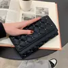 Fashion women's designer purse new long riveted Ringer lattice three folding wallet large capacity soft leather hand hold solid color women's card bag