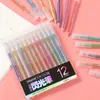 12 f￤rger/set glitter gel pennor upps￤ttning f￶r skolkontor vuxen m￥larbok tidskrifter ritning doodling konstmark￶rer marknadsf￶ring penna