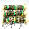 Bankre Großhandel 30/50/100pcs handgefertigte Lederarmbänder Rasta Jamaica Fashion Manschette Schmuckparty Geschenk Mix Rot/Gelb/Green9350346