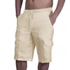 Heren shorts Casual Loose Men 2023 mannelijke katoenen linnen zomer ademend vaste kleur fitness shopping trip streetwear
