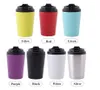 12oz şarap tumblers taşınabilir mini kahve kupaları paslanmaz çelik çift duvar yalıtımlı vakum otomobil fincanı DIY özelleştirilmiş logo için kapak saman ile