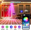 Strängar smarta LED -stränglampor Bluetooth -app fjärrkontroll fairy girland för julgran fönster sovrum navidad dekoration